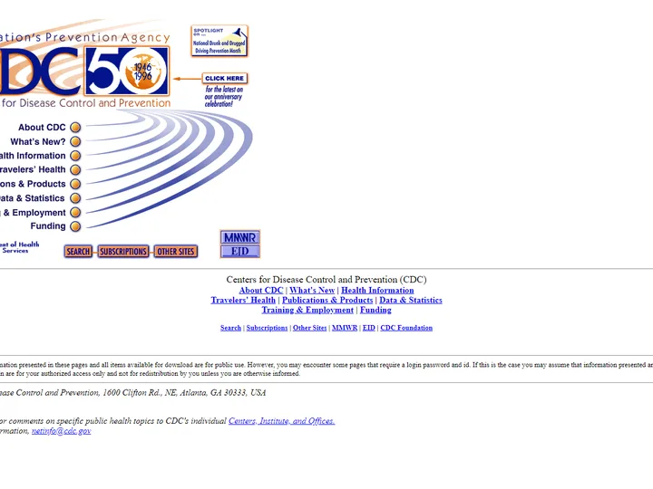CDC homepage in 1997
