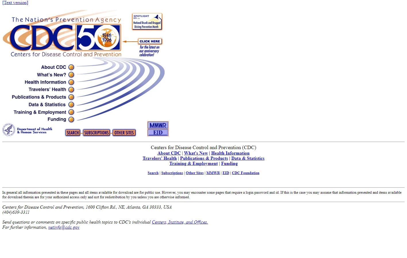 Full CDC homepage capture from 1997