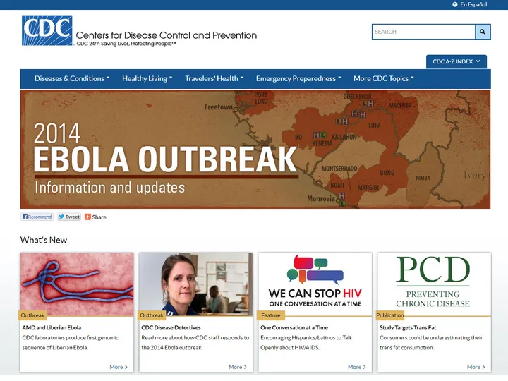 CDC homepage in 2014